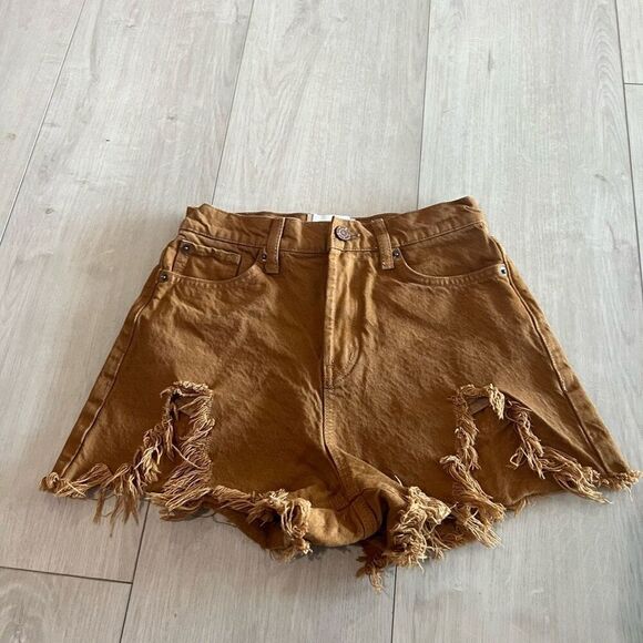 BDG Brown Distressed Women Shorts - Picture 6 of 9